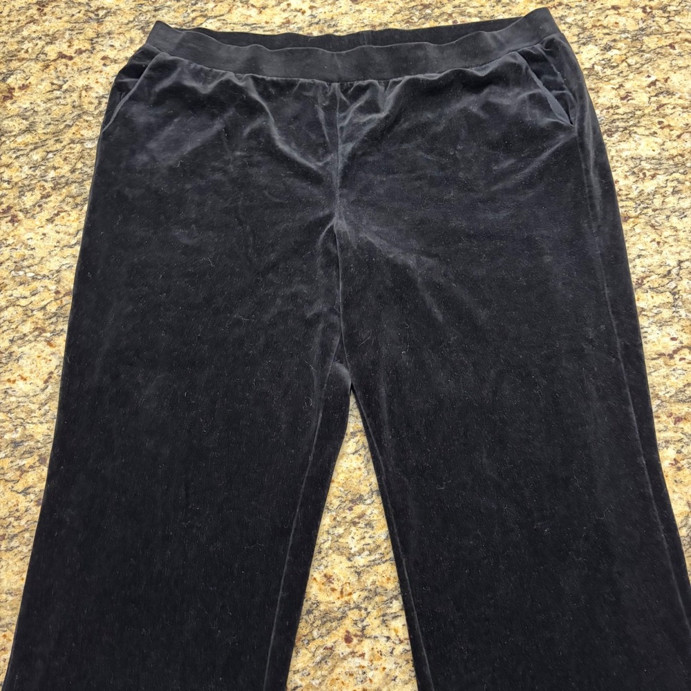 Lauren Ralph Lauren Black Velour Lounge Pants Womens 3X Plus Velvet Wide Leg